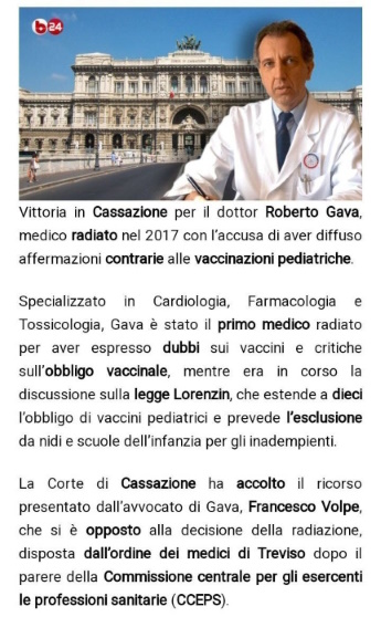 dottor Roberto Gava vince in cassazione.